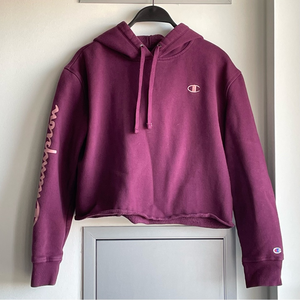 CHAMPION Purple Cropped Hoodie